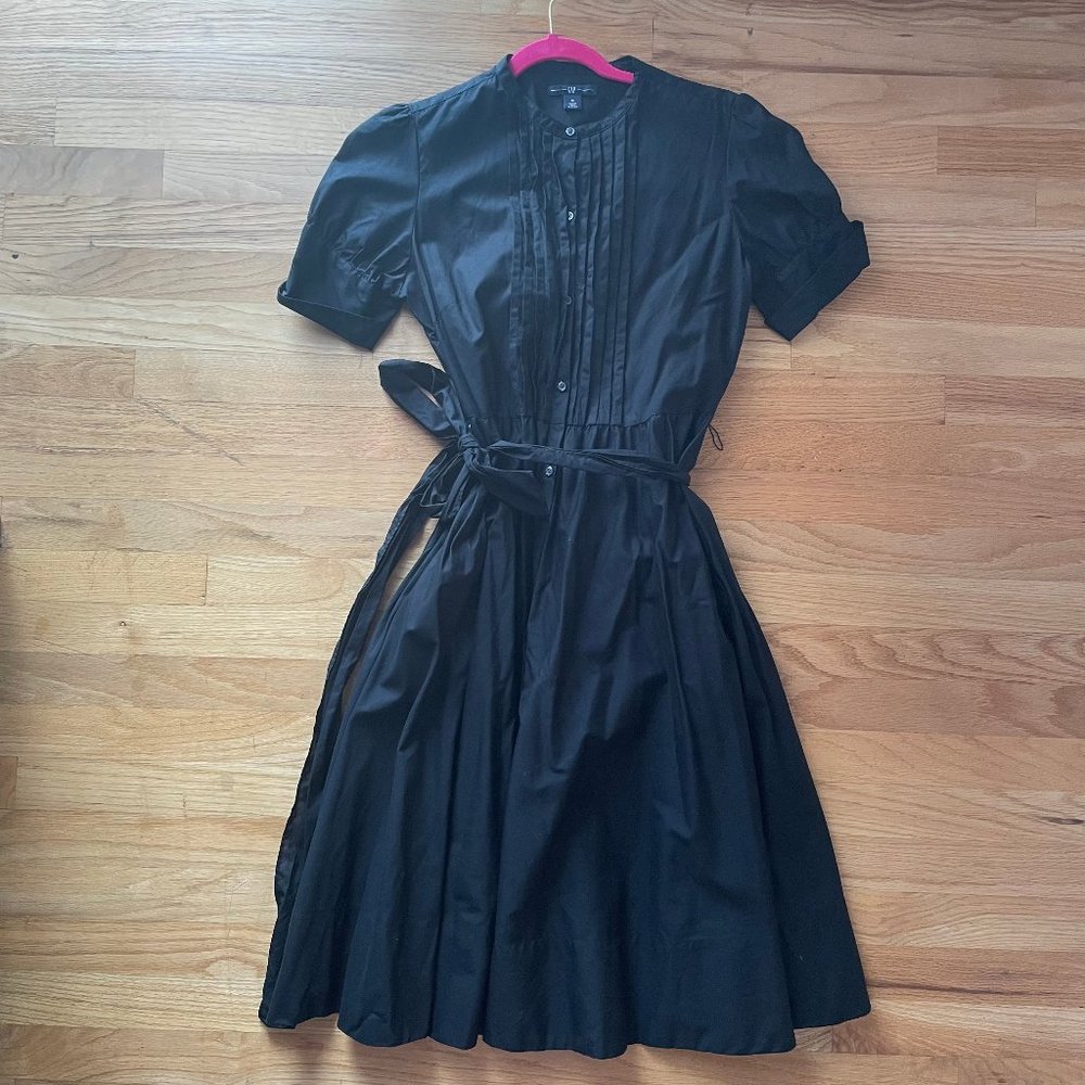 Black Gap Pleated Shirt Dress Sz 12